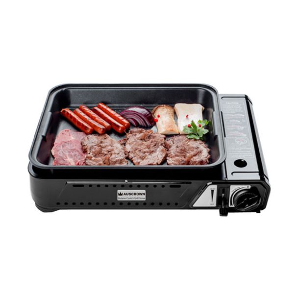 Auscrown Portable Butane Cooker Cook 'n' Grill Stove Combo with Carry Case [ AD8550 ]
