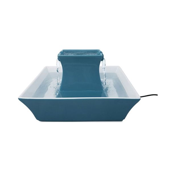 Drinkwell Stoneware Pagoda Pet Drinking Water Fountain in Blue [ PAGODA-BL-AU-17 ]