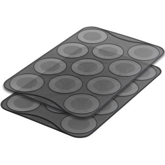 Mastrad of Paris Set of 2 Large Macaron Silicone Baking Sheets 11 Ridges Each [ F45614 ]