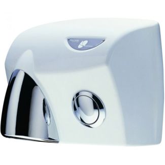 JD Macdonald Touchdry Push Button Hand Dryer in White + Silver Gloss [ HDTDWHTSG ]
