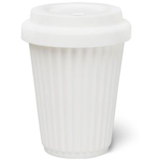 BYO Silicone Reusable Coffee Cup 340ml / 12 Oz in White with White Lid