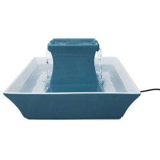 Drinkwell Stoneware Pagoda Pet Drinking Water Fountain in Blue [ PAGODA-BL-AU-17 ]