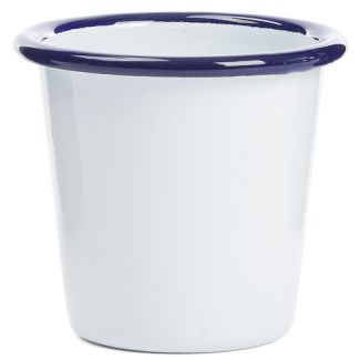Falcon Enamelware 6cm Mini Enamel Tumbler in White with Blue Rim [ RD3685 ]