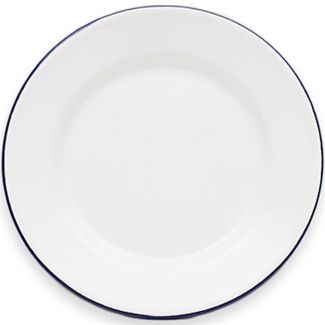 Dishy Enamelware 20cm Lunch Plate in White / Black Enamel [ RD4686 ]