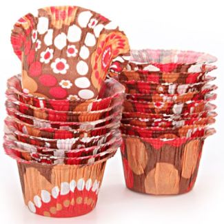 Dishy Swedish Made Premium Greaseproof Small Baking Cups x 24 Red Flower Power [ RDBC4091 ]