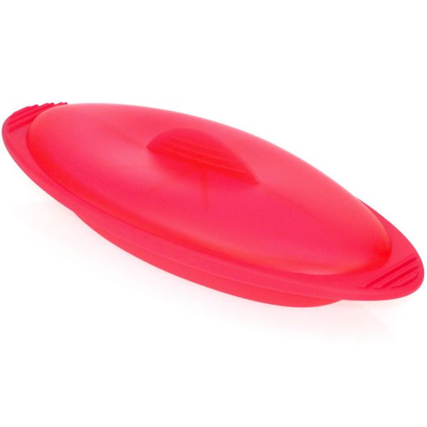 Mastrad of Paris Premium Silicone Set of 2 x 360ml Steamers with Recipe Booklets in Red [ F68104 ]