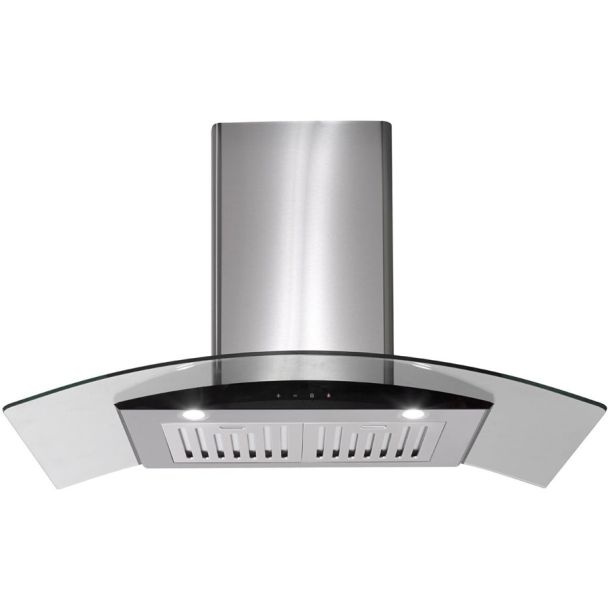 Euromaid 900mm Curved Canopy Glass & Stainless Steel Rangehood [ RGT9 ]